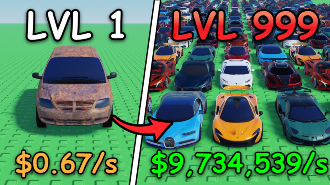 Mini Race Gameplay mit collectible Autos vor garage- und Track-Kulisse auf Roblox